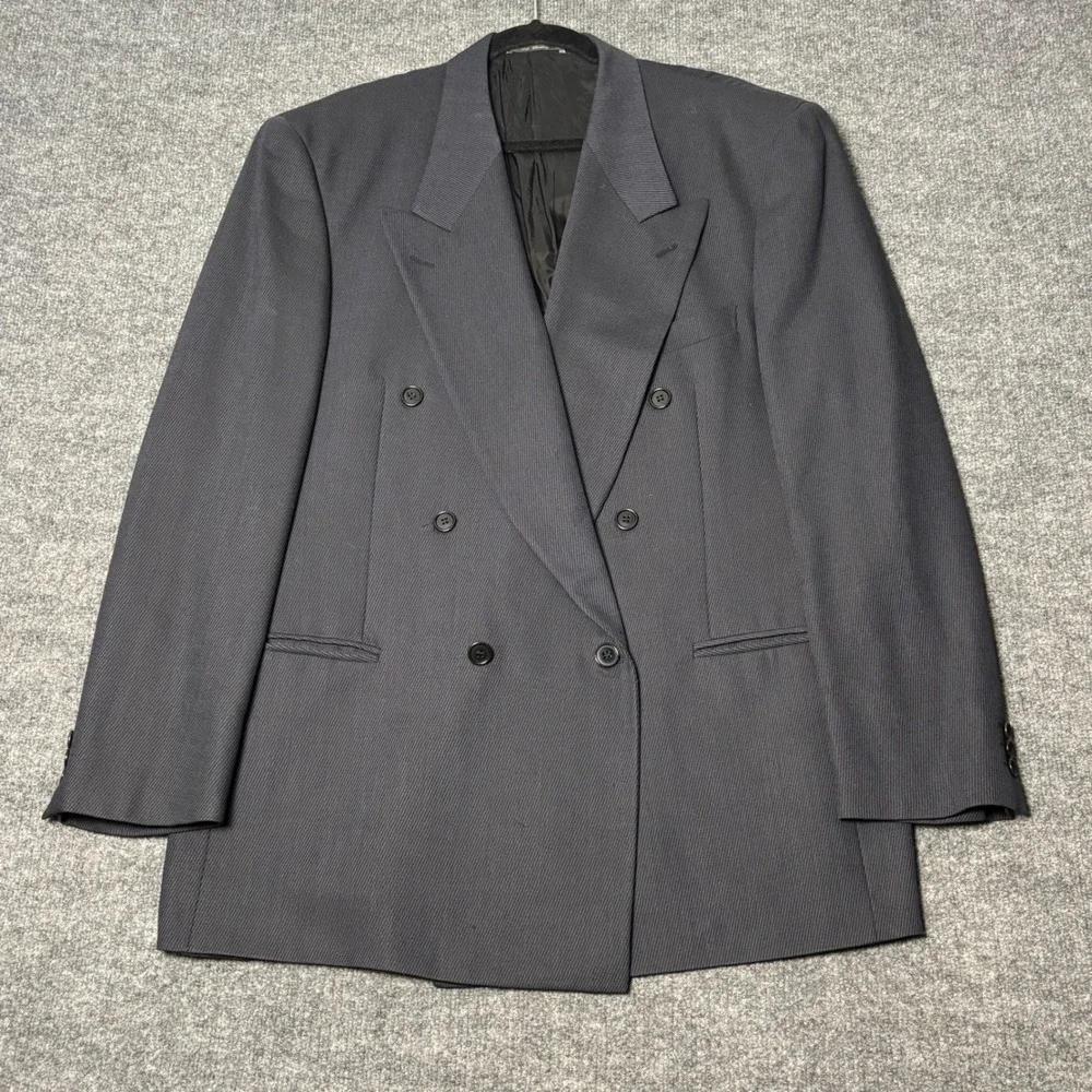 Attimo Oreste Boggio Casero Virgin Wool Double Breasted Blazer Navy Men 44L Blue